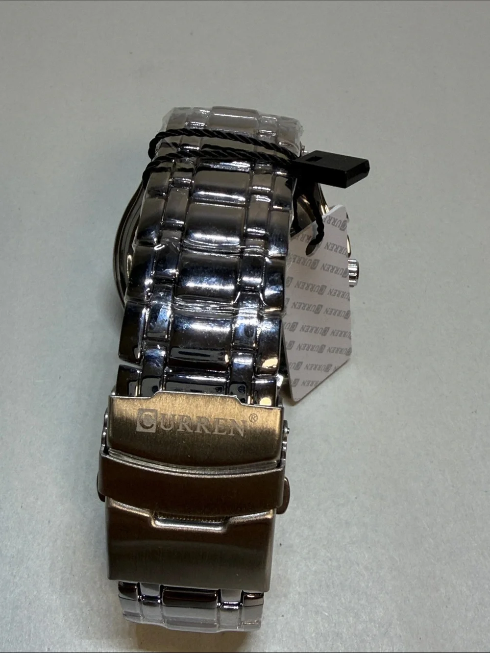Men's Silver and Black Chronograph Watch